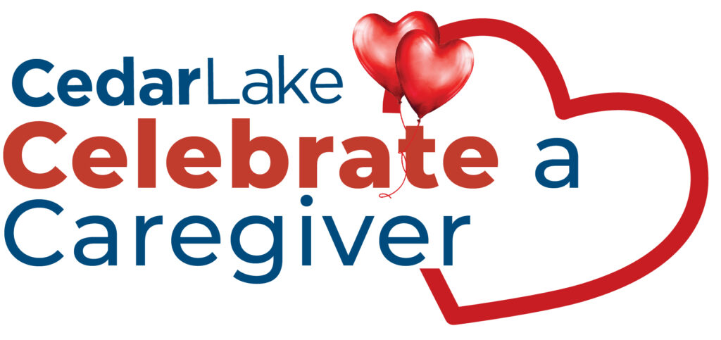 Celebrate a Caregiver logo in red and blue